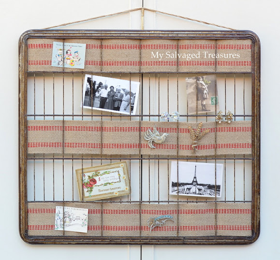 Cool old baker's rack picture frame by My Salvaged Treasures featured on I Love That Junk