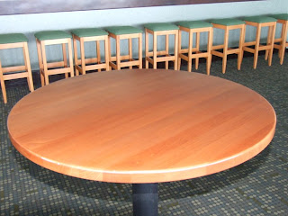 Planked beech wood table top, Bulldog backless bar stool