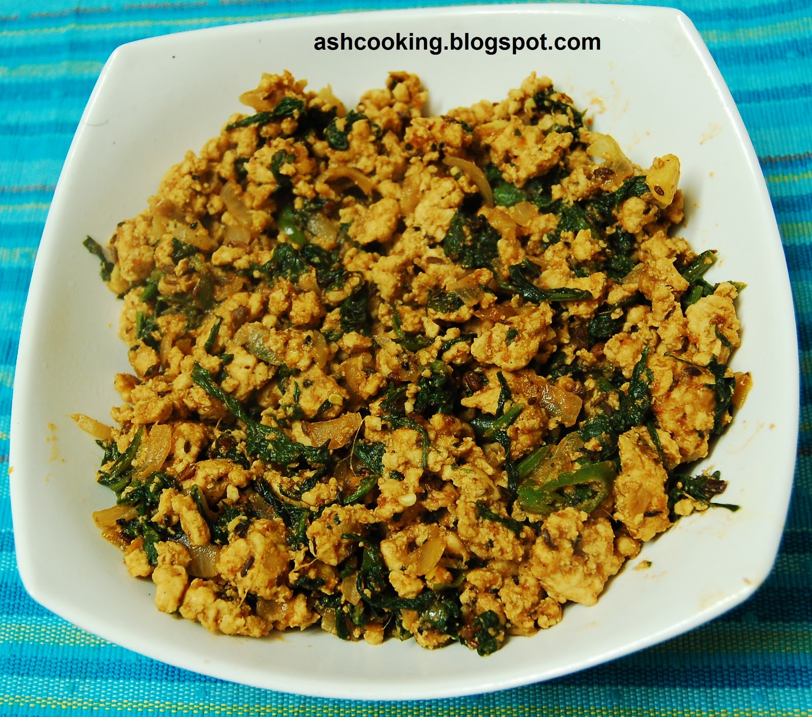 My Cookbook Chicken Keema Palak