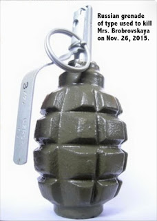 Grenade used to kill  Oksana Bobrovskaya, Russian M.P.