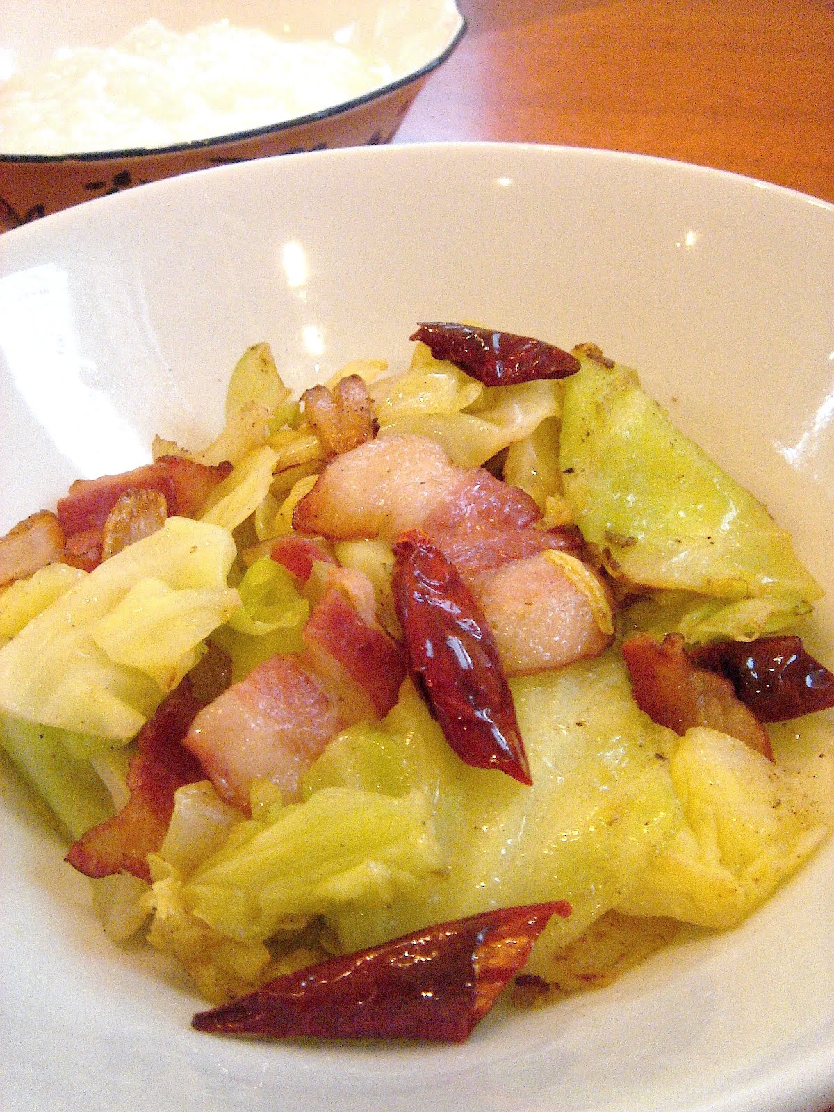 East meets West Cabbage with Bacon Stir Fry