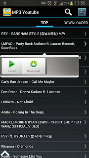 Catch the latest Youtube songs into MP3 with FREE  MP3 Youtube for Android smart phones and tablets