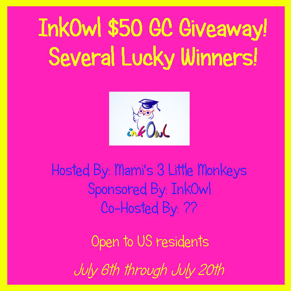 Mami's 3 Little Monkeys Blogger Opp InkOwl 50 GC US 7/67/20 Sign