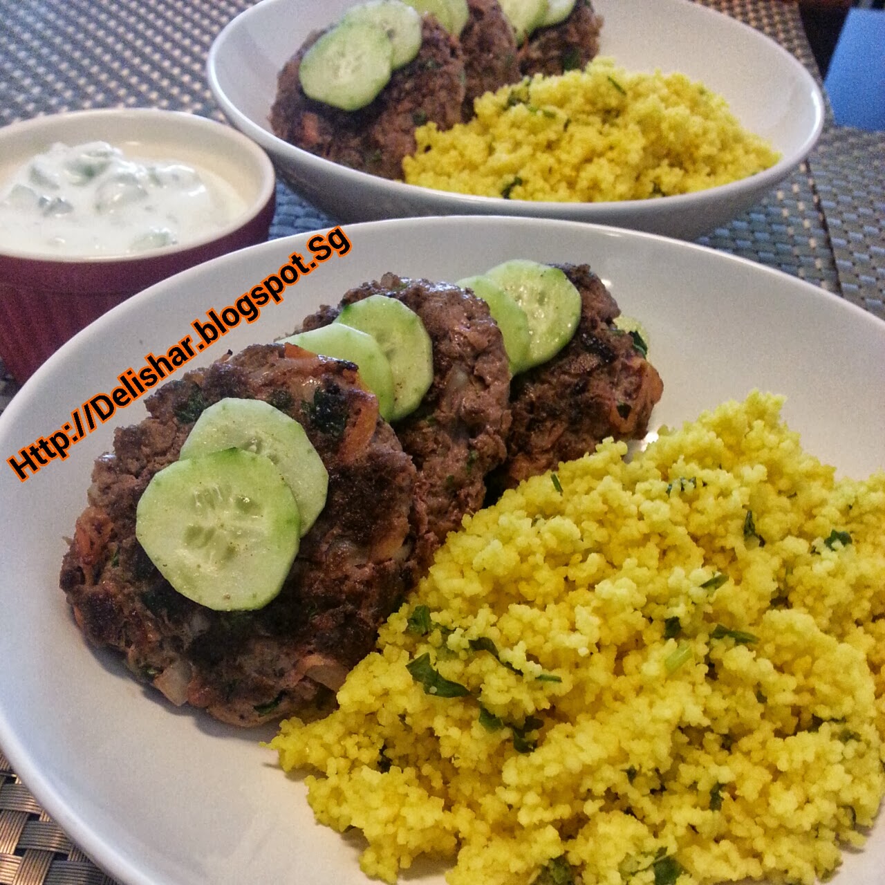 Moroccan Beef Patties with Cucumber Lime Yogurt Sauce Delishar