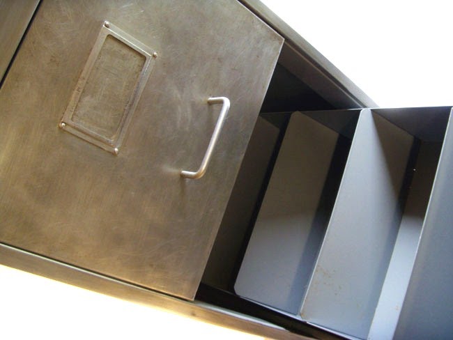 Retro Furniture Vintage Retro 4 Drawer Filing Cabinet Polished Metal