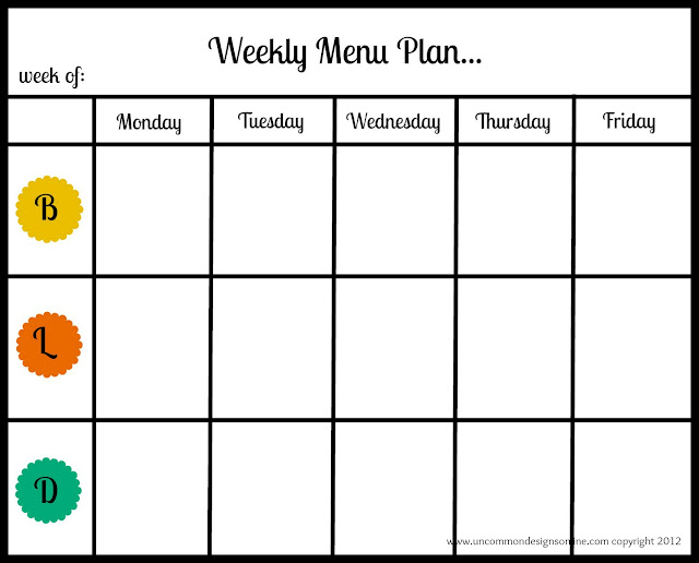 Weekly Menu Plan Printable