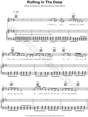 Partitura rolling in the deep piano