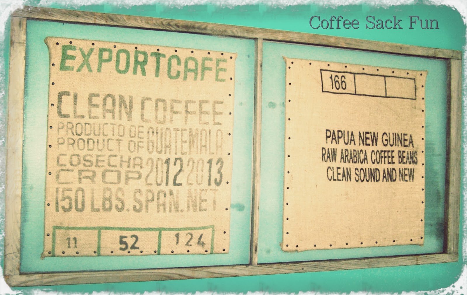 DIY Teal Crazy Coffee Sack Fun