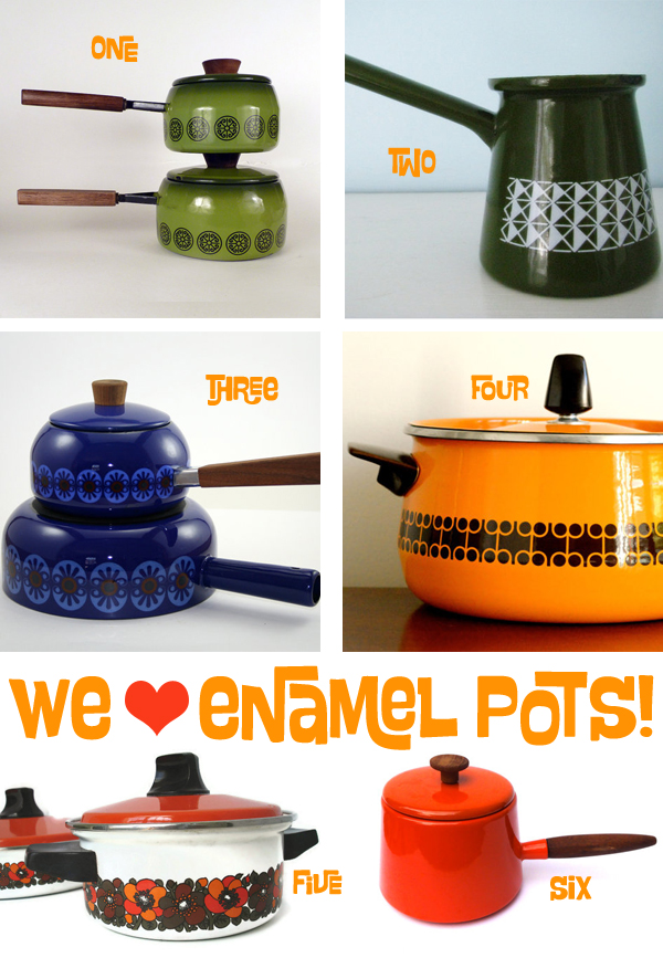Oh So Lovely Vintage We love enamel pots!