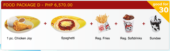 Jollibee Party price 2015 Food Package D