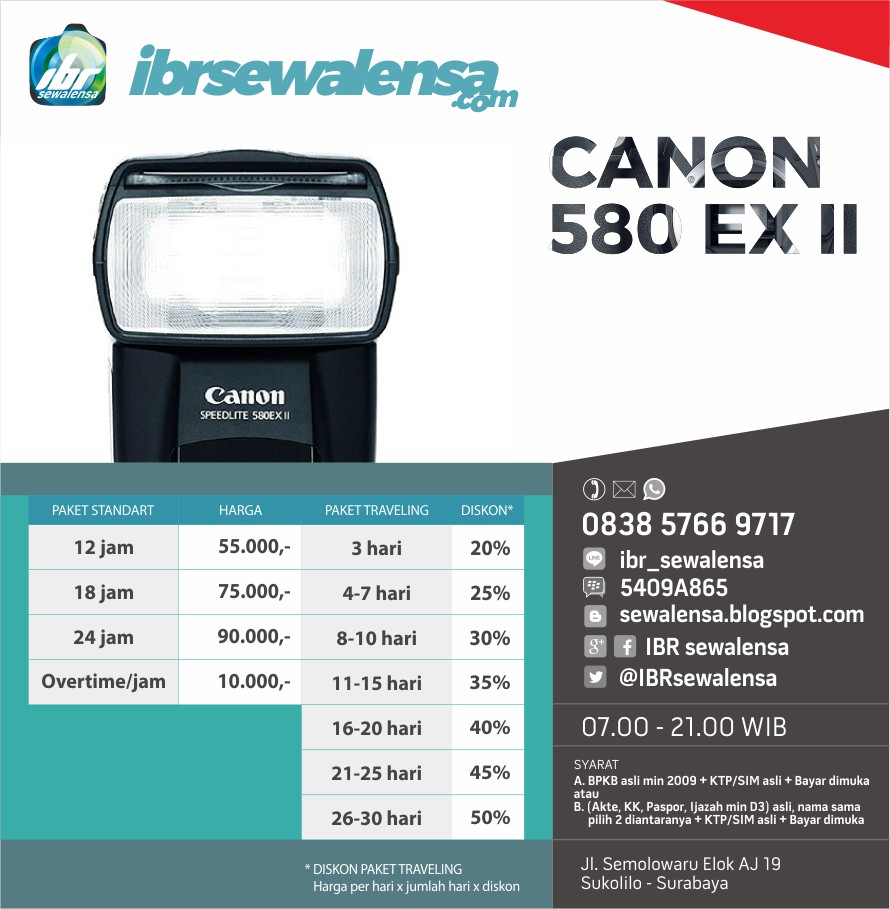 Harga sewa flash Canon Speedlite 580EX II