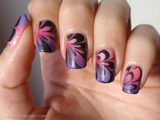 pink and purple water marble nails holographic catherine arley 805