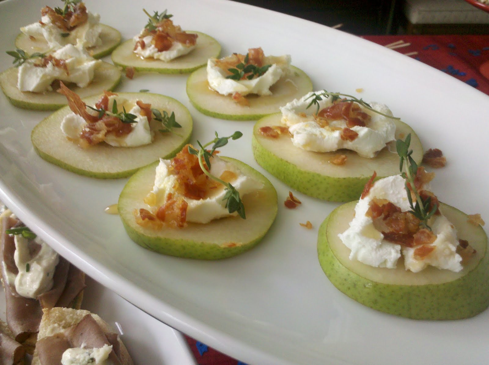 Rebecca's Amazing Creations Pear with pancetta and goat cheese