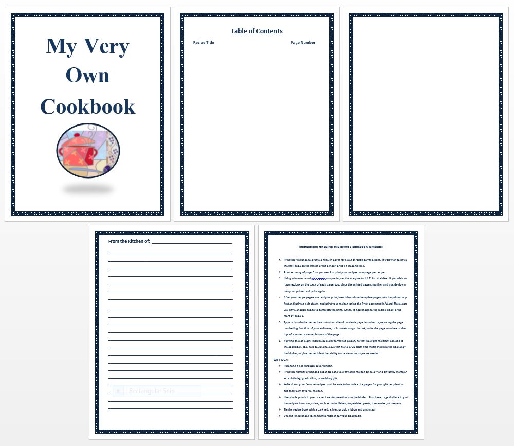 Around Mom's Kitchen Table: Free Cookbook Template for Creating