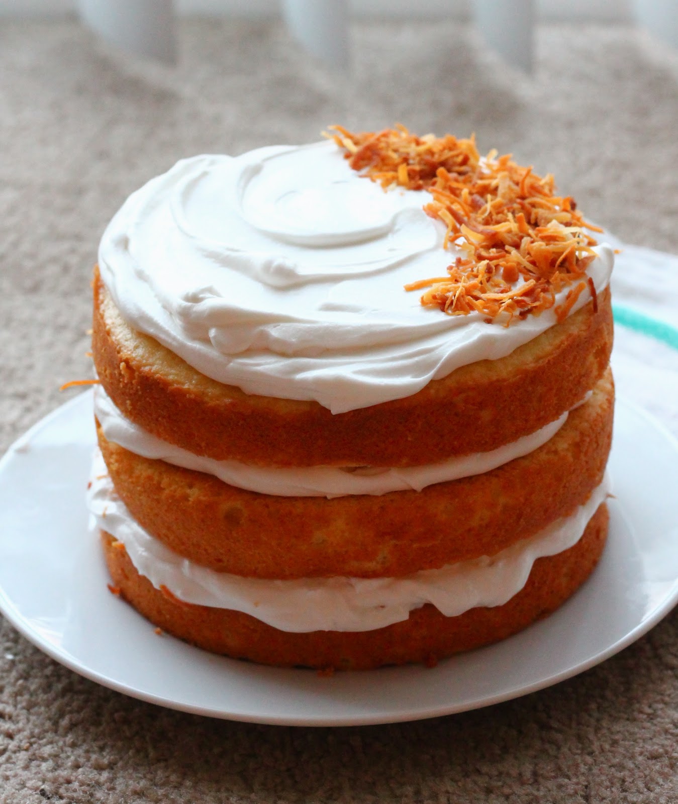Vanilla Cake with Coconut Whipped Cream Confectionary Tales of a