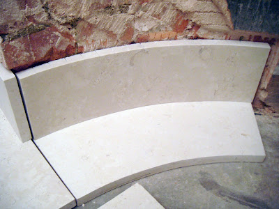 Balzac Limestone curved section of skirting 