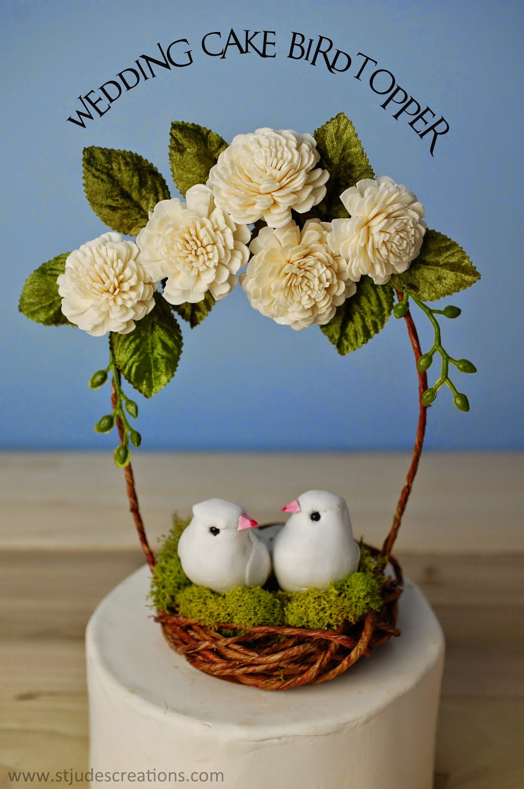 Wedding cake topper with birds Handmade PaPer FloweRs by