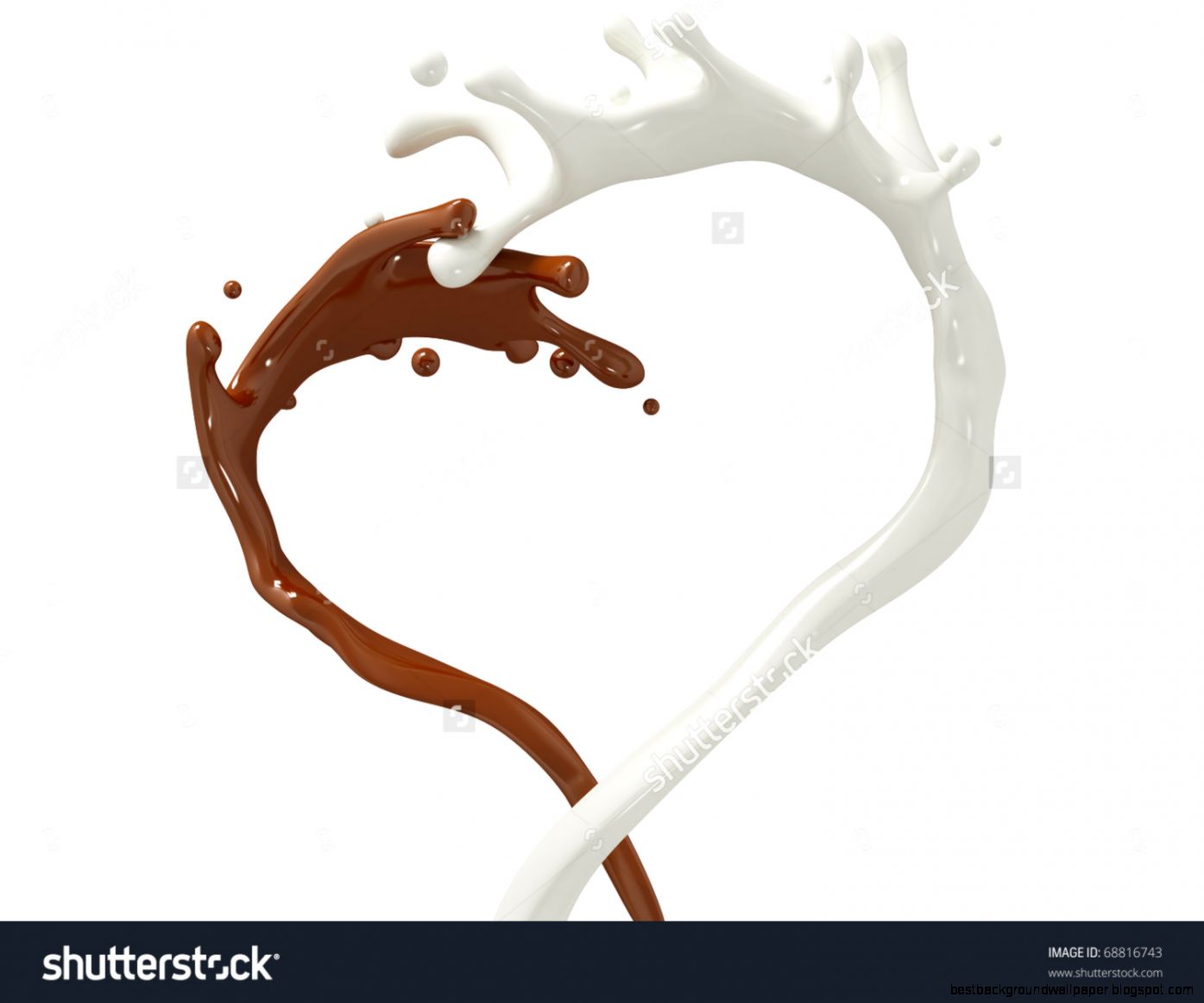 Valentine Heart Of Chocolate And Milk Splash On White Background Valentine Heart Of Chocolate And Milk Splash On White Background