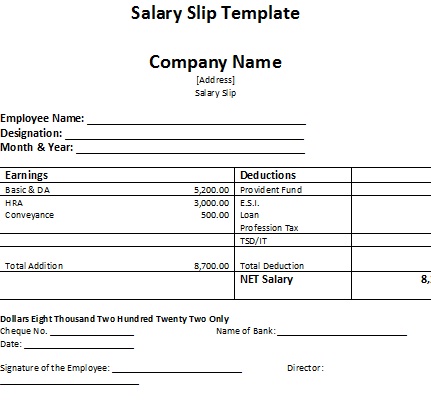 Free weekly wage slip template