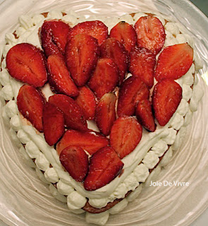 Vanilla Heart Cake with Fresh Crème and Macerated Strawberries