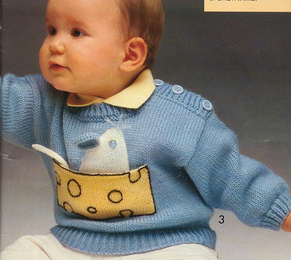 Pratik Örgüler Düğmeli cepli erkek bebek örgü kazak modeli