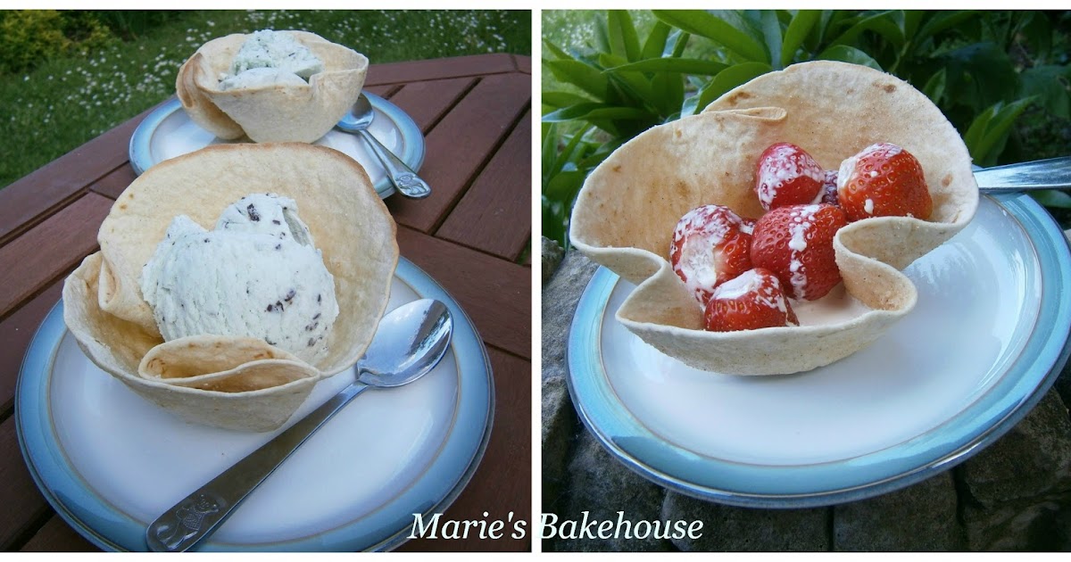 Marie's Bakehouse How to make edible tortilla dessert bowls
