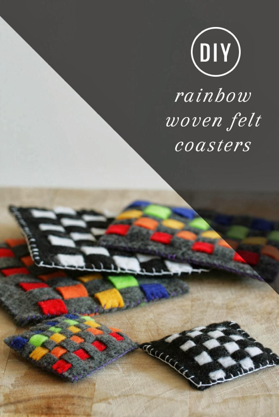 diy rainbow woven felt coasters handy diy diy rainbow woven felt coasters handy diy