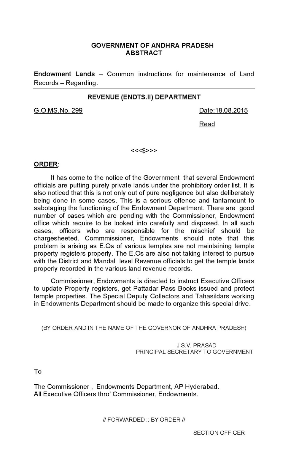 ap endowments department gos and circulars endowment lands common ms revenue
