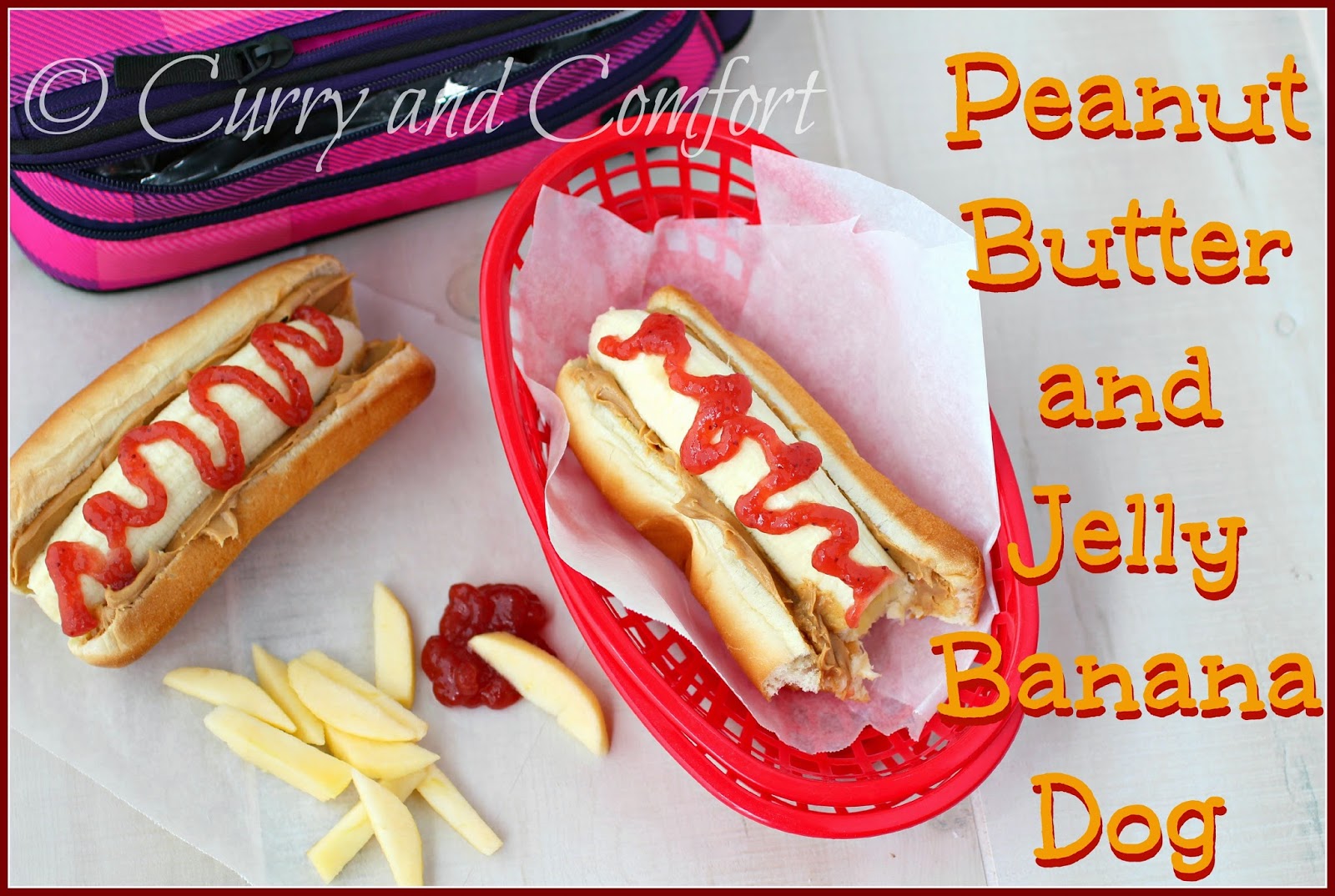 Kitchen Simmer Peanut Butter and Jelly Banana Dog with Apple Fries
