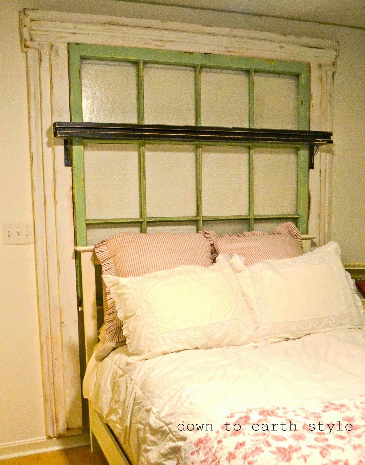 Down to Earth Style Old Window Headboard
