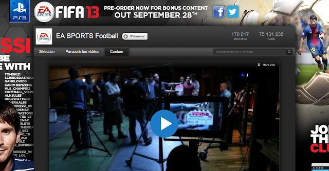 Page d'accueil de la chaine Youtube EA Sports Football FIFA