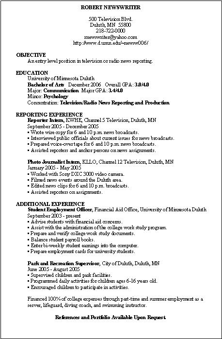 Basic Chronological Resume