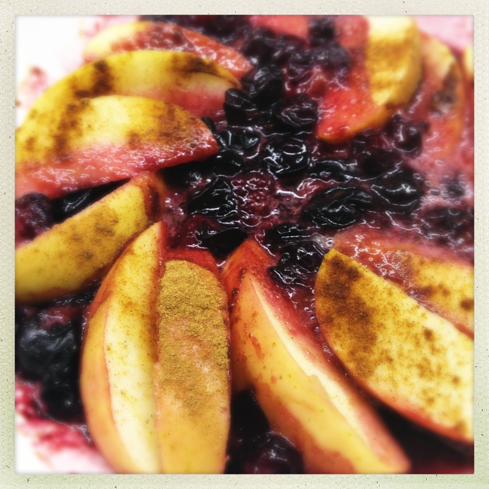 Slice Of Slim RECIPE Hot Cinnamon Fruits with Sweet Vanilla Cream