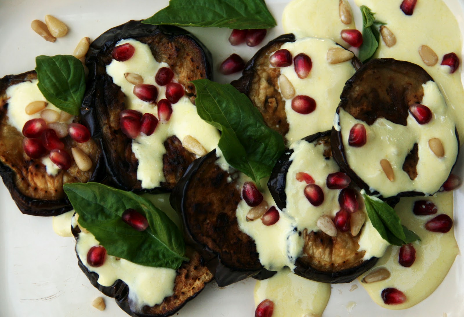 Roasted Eggplant with Saffron Yogurt Recipe mostly foodstuffs