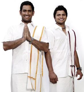 Funny Pictures For Facebook: Dhoni & Raina in Tamilnadu Traditional Dress
