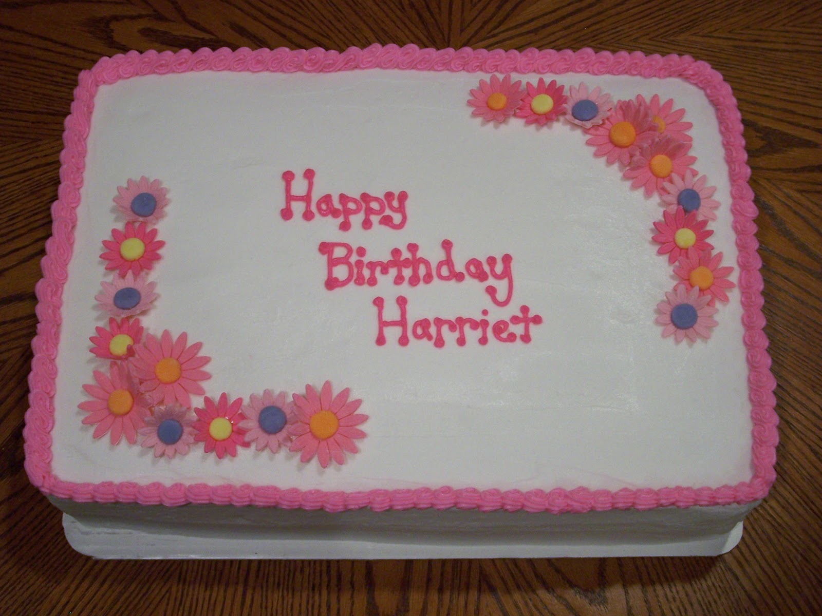 Heather Calvin Cakes Pink flowered birthday sheet cake