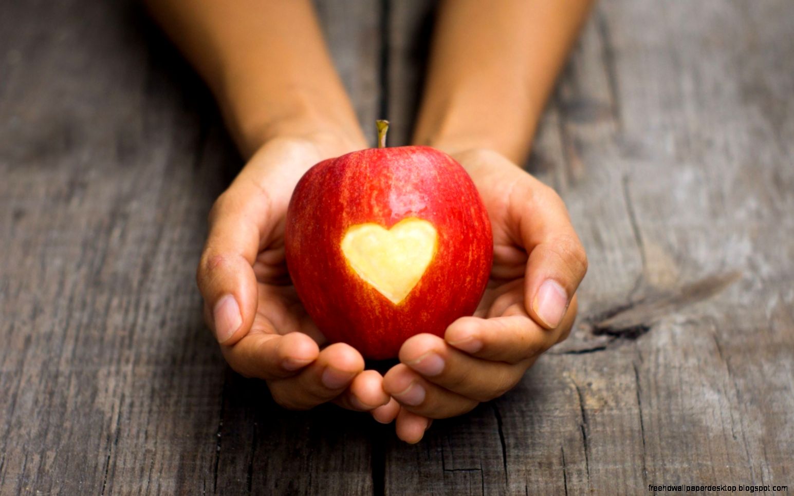 Apple Red Heart Shape Wooden Table Girl Hands HD Wallpaper Apple Red Heart Shape Wooden Table Girl Hands HD Wallpaper
