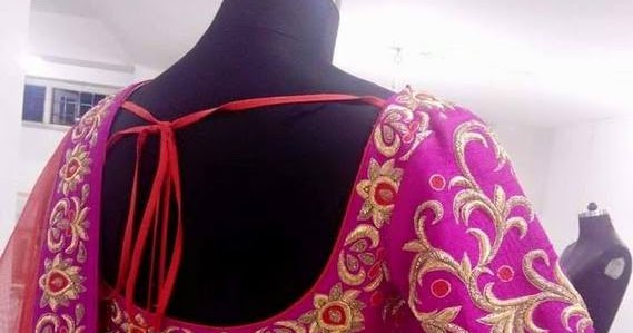 pink zardosi work blouse