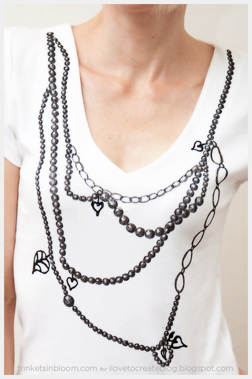 iLoveToCreate Blog Trompe L'Oeil Necklace TShirt DIY