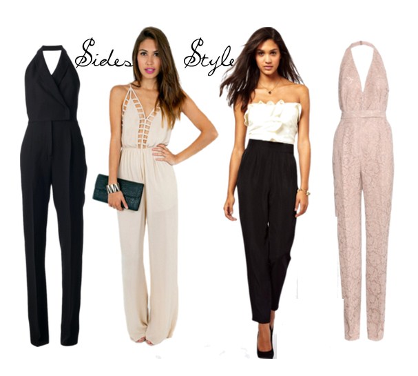 black jumpsuit with gold accessories