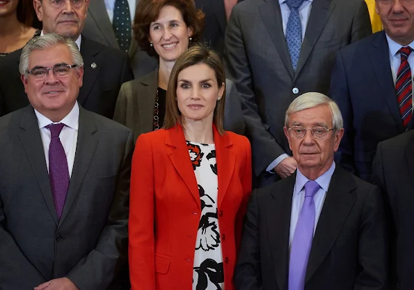 Queen Letizia of Spain attends an audience to a performance of the Board and the Scientific Committee of the Spanish Nutrition Foundation (FEN)