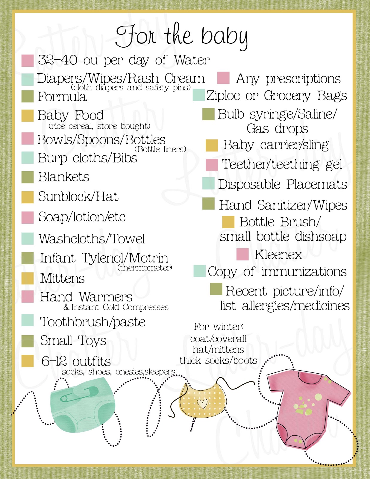 Latterday Chatter Baby 72 Hour Kits