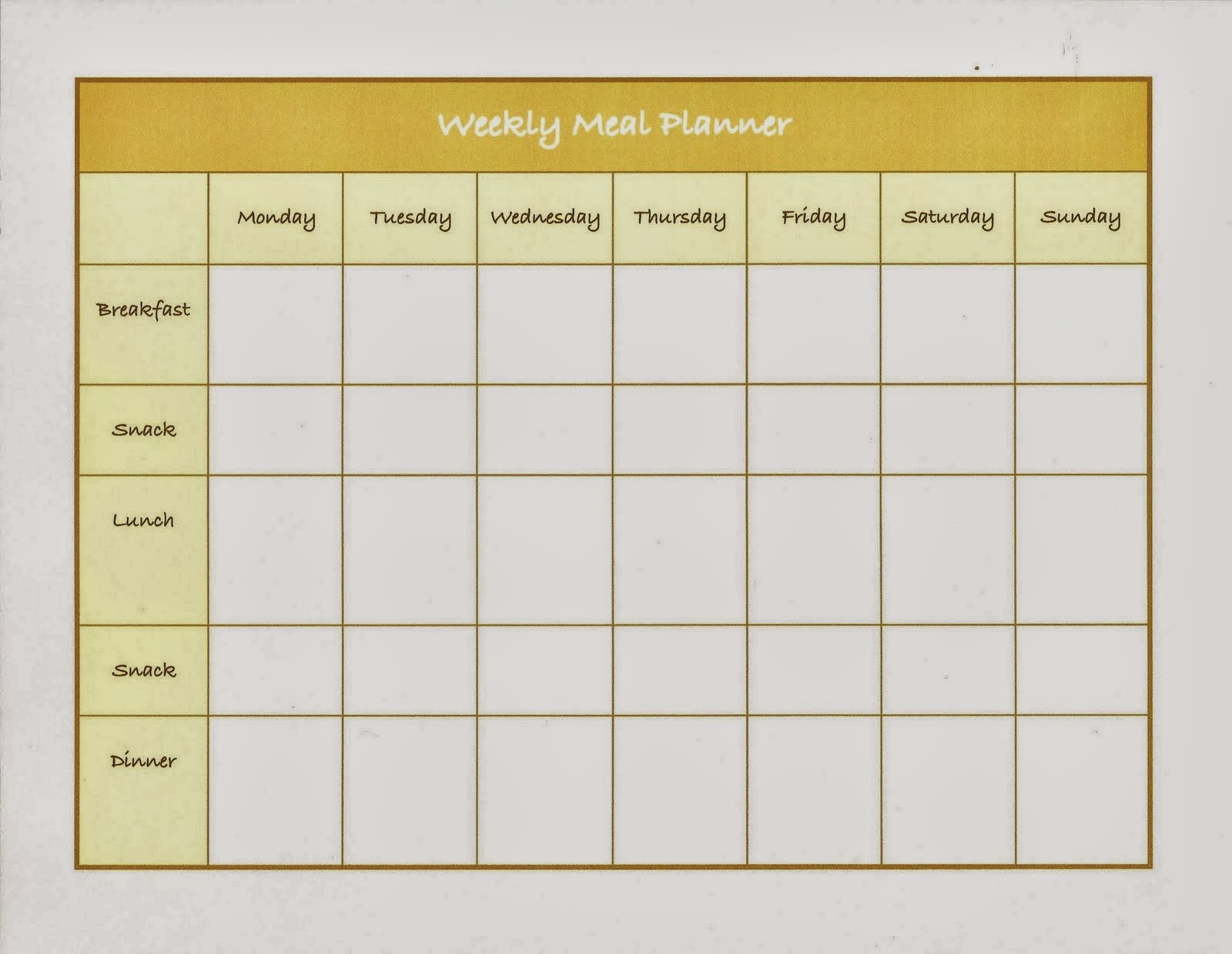 weekly lunch planner