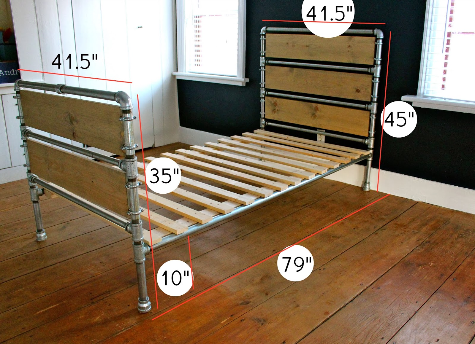 DIY Pipe & Wood Slats Bed Jaime Costiglio