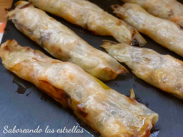 Rollitos De Puerros Y Gambas
