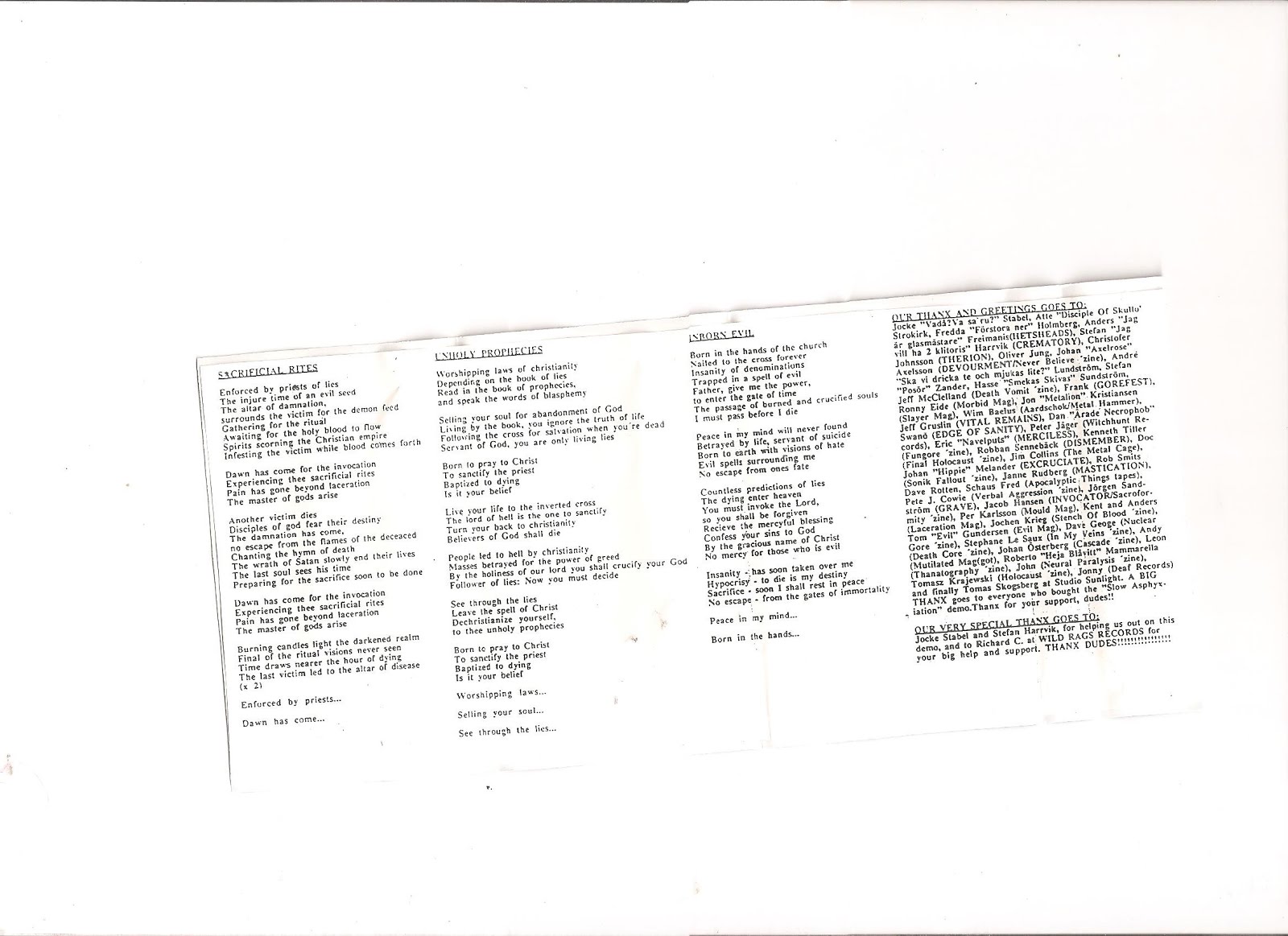 Necrophobic Sw Unholy Prophecies Demo 91 Original Demo Tape