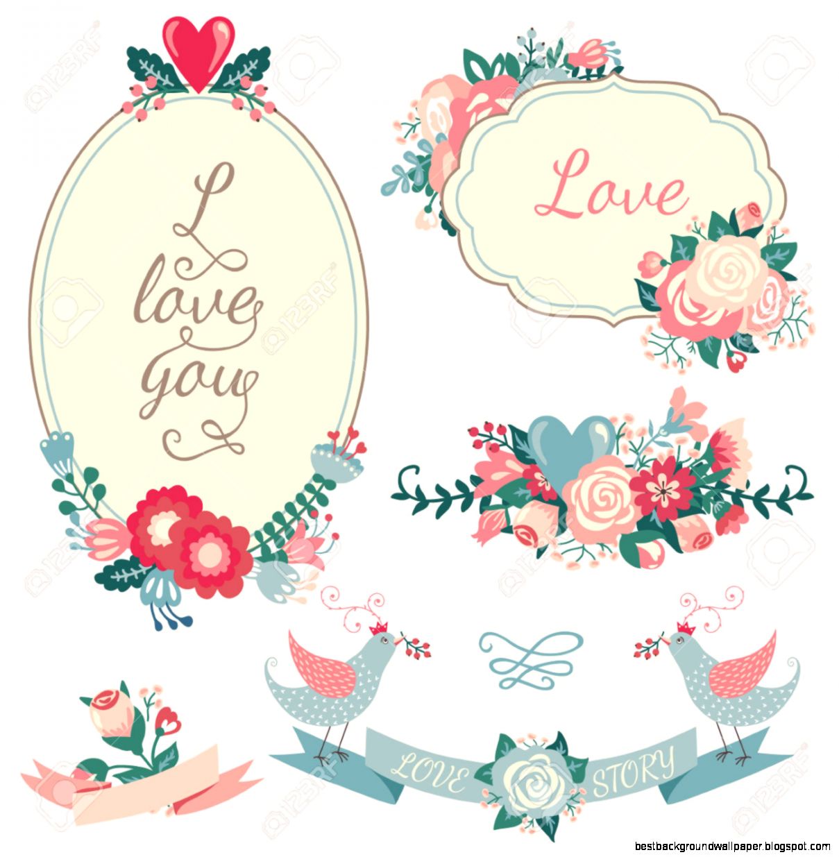 Vintage Fl Set Hand Drawn Wedding Collection With Vector Vintage Fl Set Hand Drawn Wedding Collection With Vector