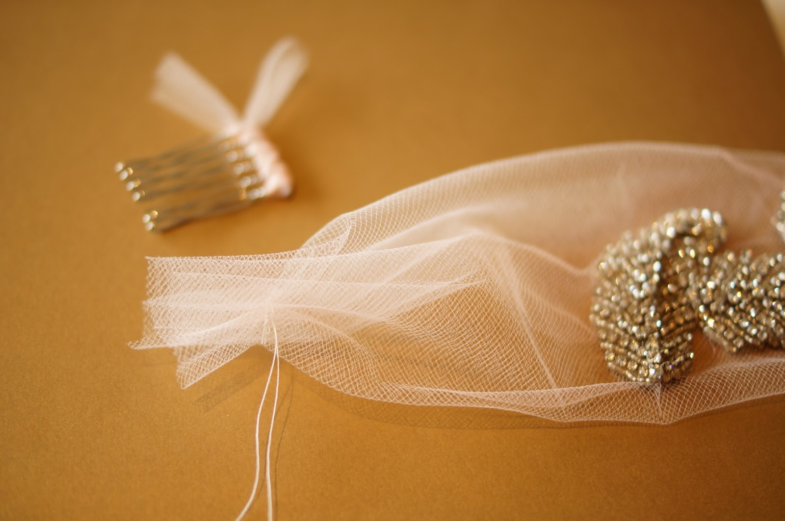 Splurge or Curb Wedding Crystal Tulle head piece Mia Loves Pretty