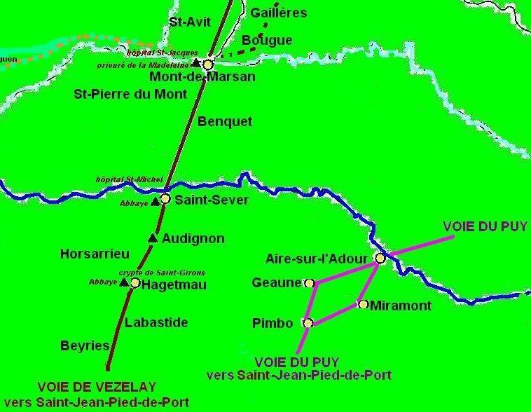 Chemin de Saint-Jacques de Compostelle à Dax - Landes - Voie de Tours