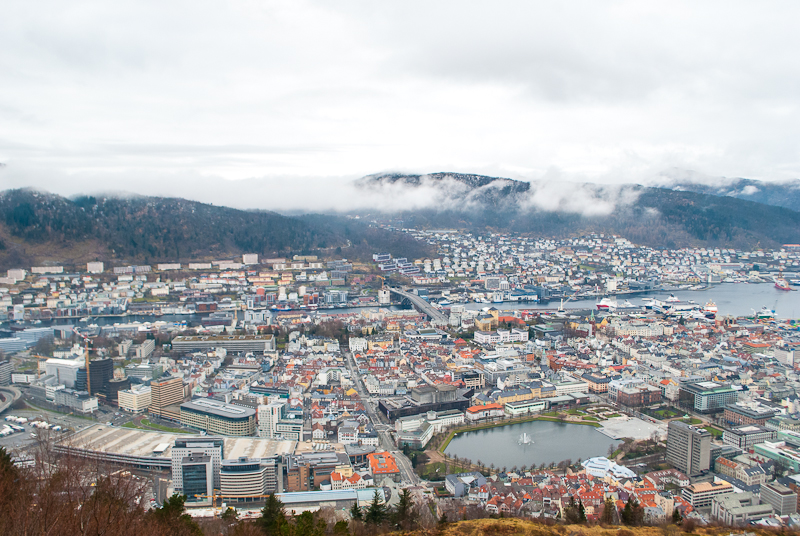 bergen aerial view View of bergen from the top of floyen